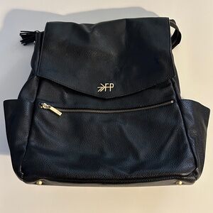 Freshly Picked Black Faux Leather Diaper Bag Backpack